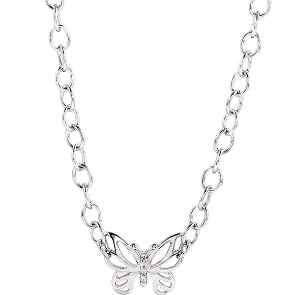 Sterling Silver Butterfly Chain Link Choker - Picture 8 of 8